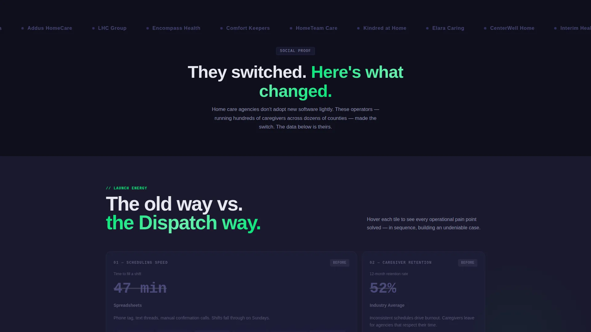 Senior Care Scheduling Software Landing Page Template