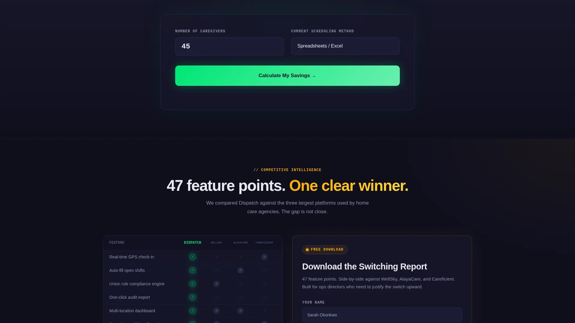 Senior Care Scheduling Software Landing Page Template
