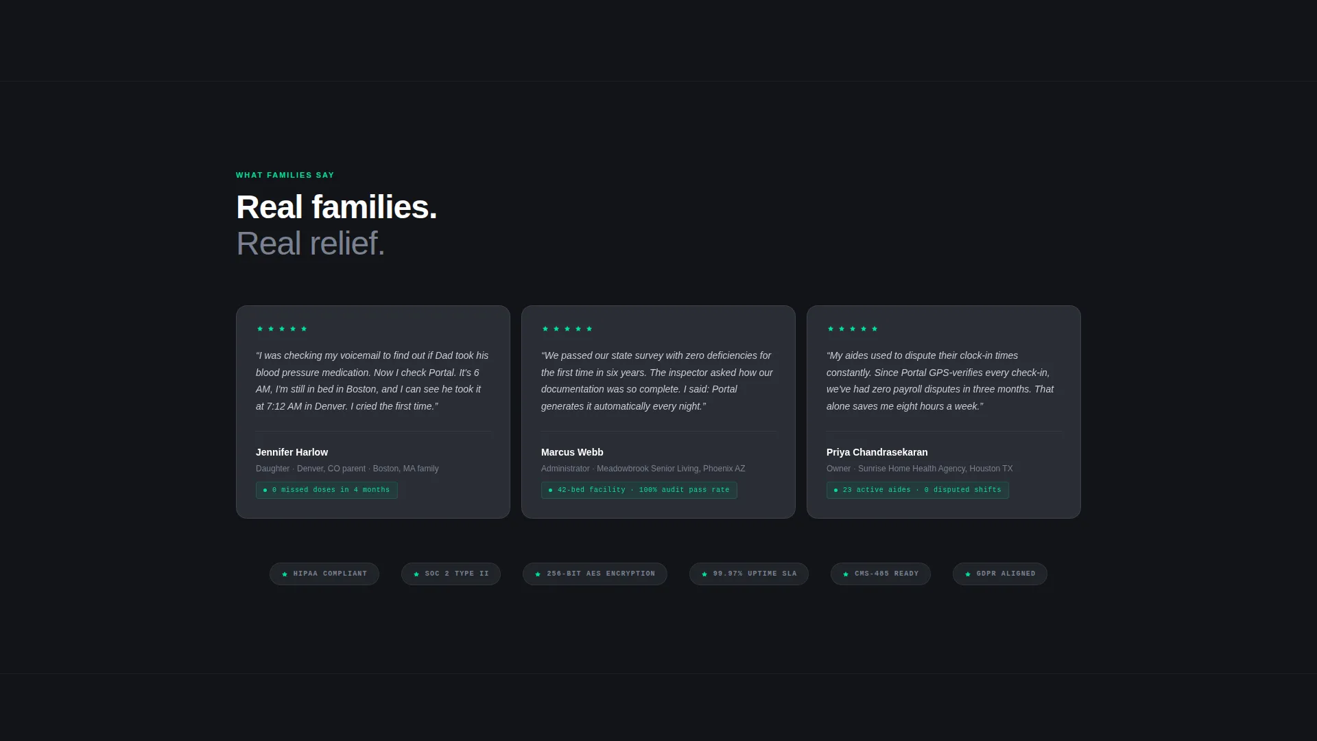 Intelligent Senior Care Client Portal Landing Page
