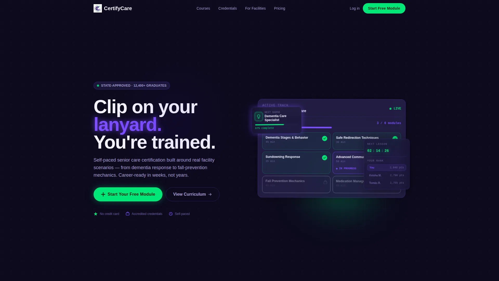 Senior Care Course & Training Landing Page Template