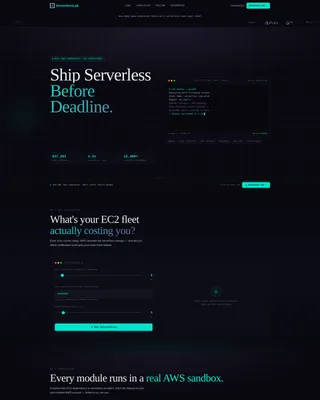 Serverless Computing Technology Specialist Cost Calculator Website Template