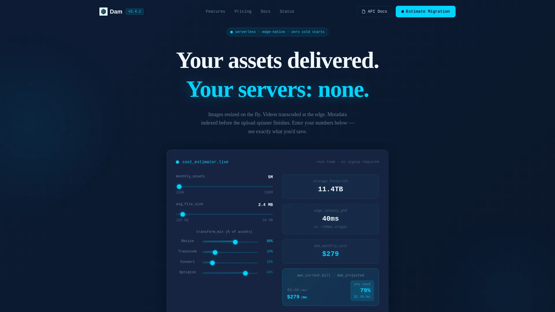 Serverless Enterprise Software Cost Calculator Website Template