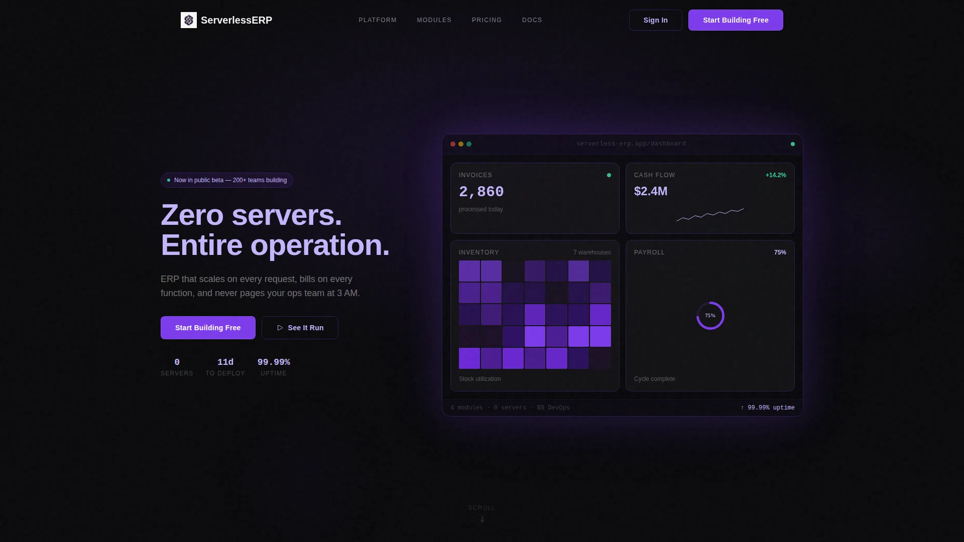 Serverless Enterprise Software Specialist Cost Calculator Website Template