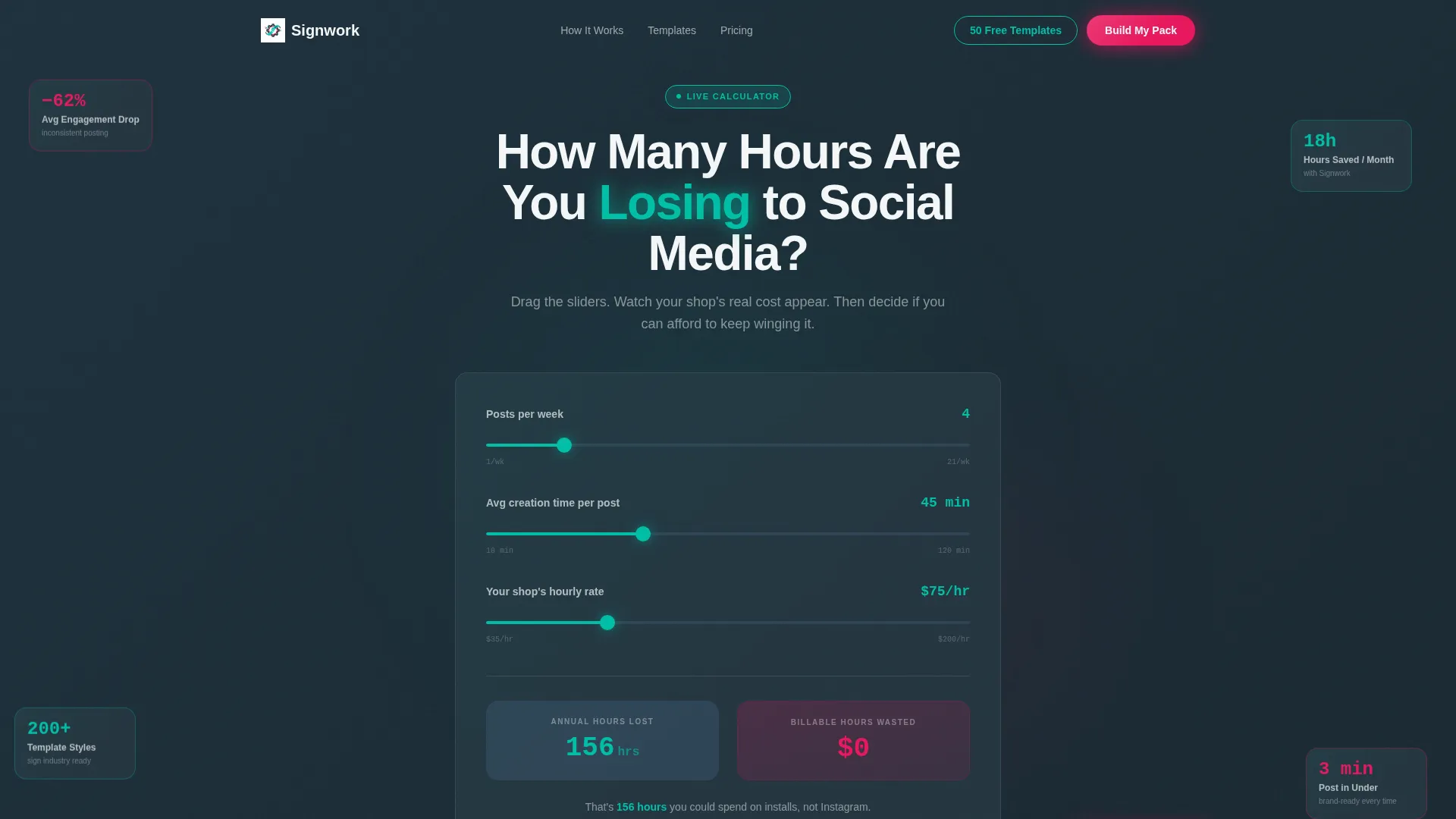 Sign & Banner Digital Presence Cost Calculator Website Template