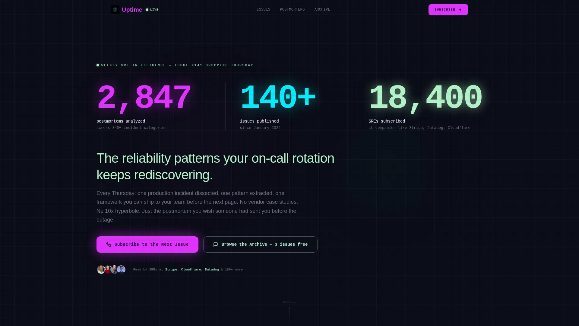 SRE Newsletter Landing Page Template