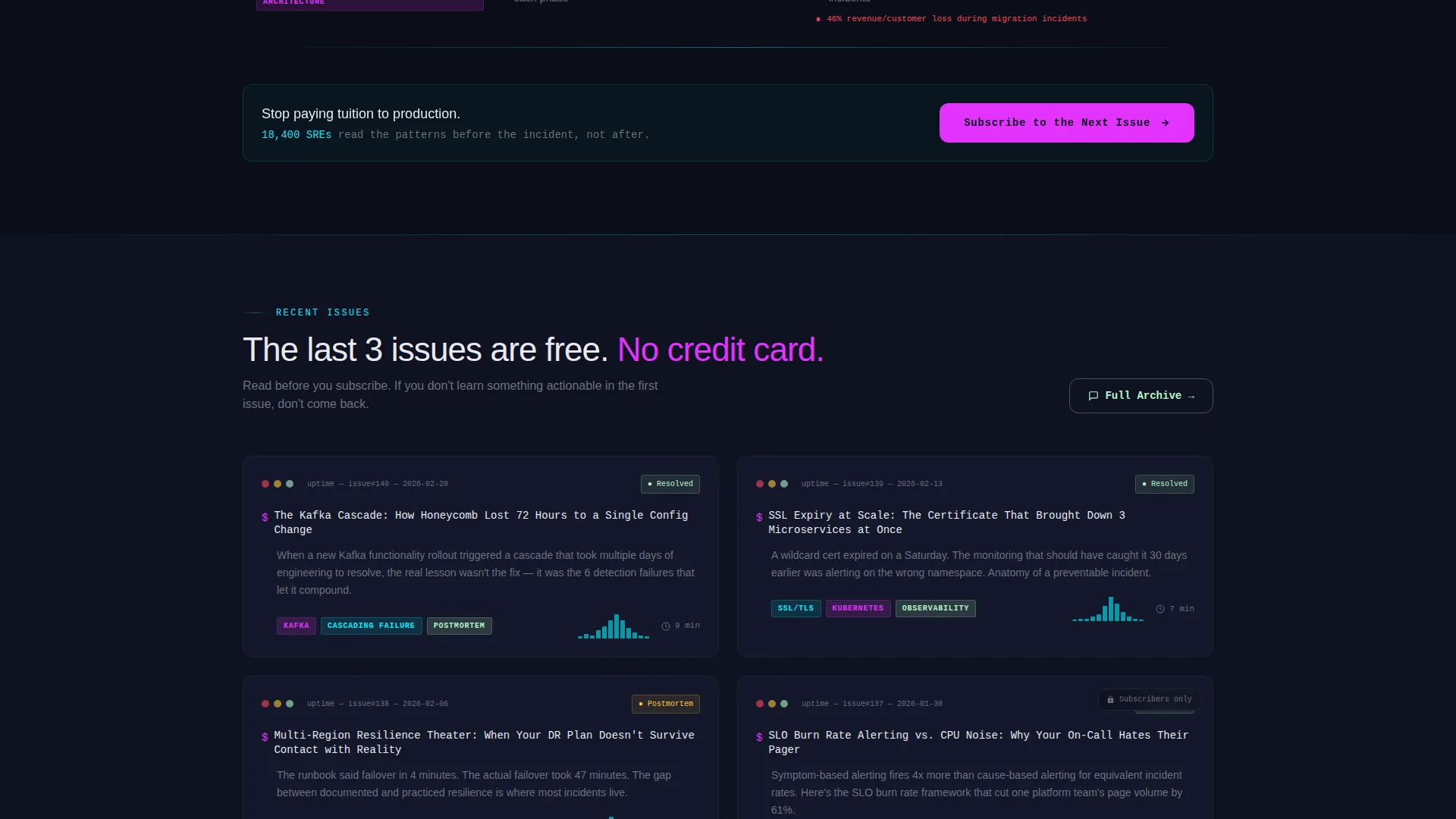 SRE Newsletter Landing Page Template