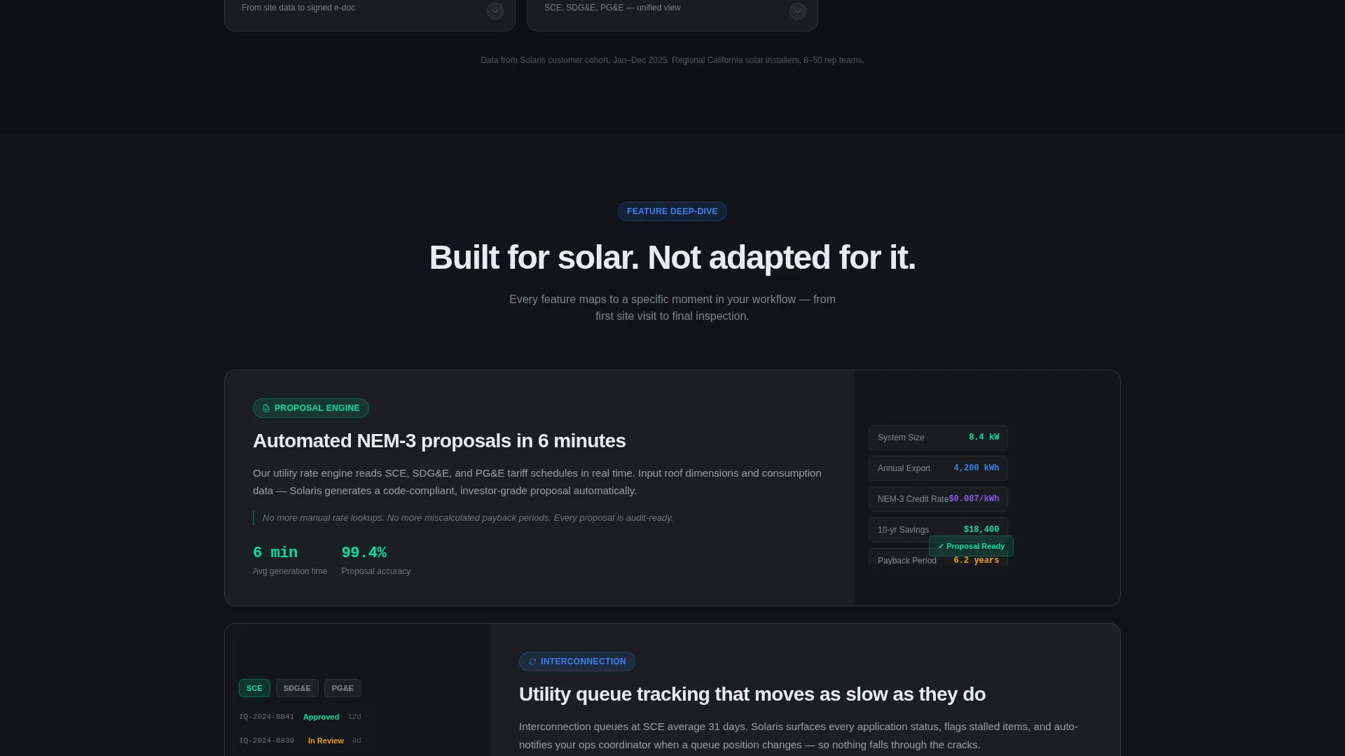 Solar CRM Landing Page Template | Bento Grid