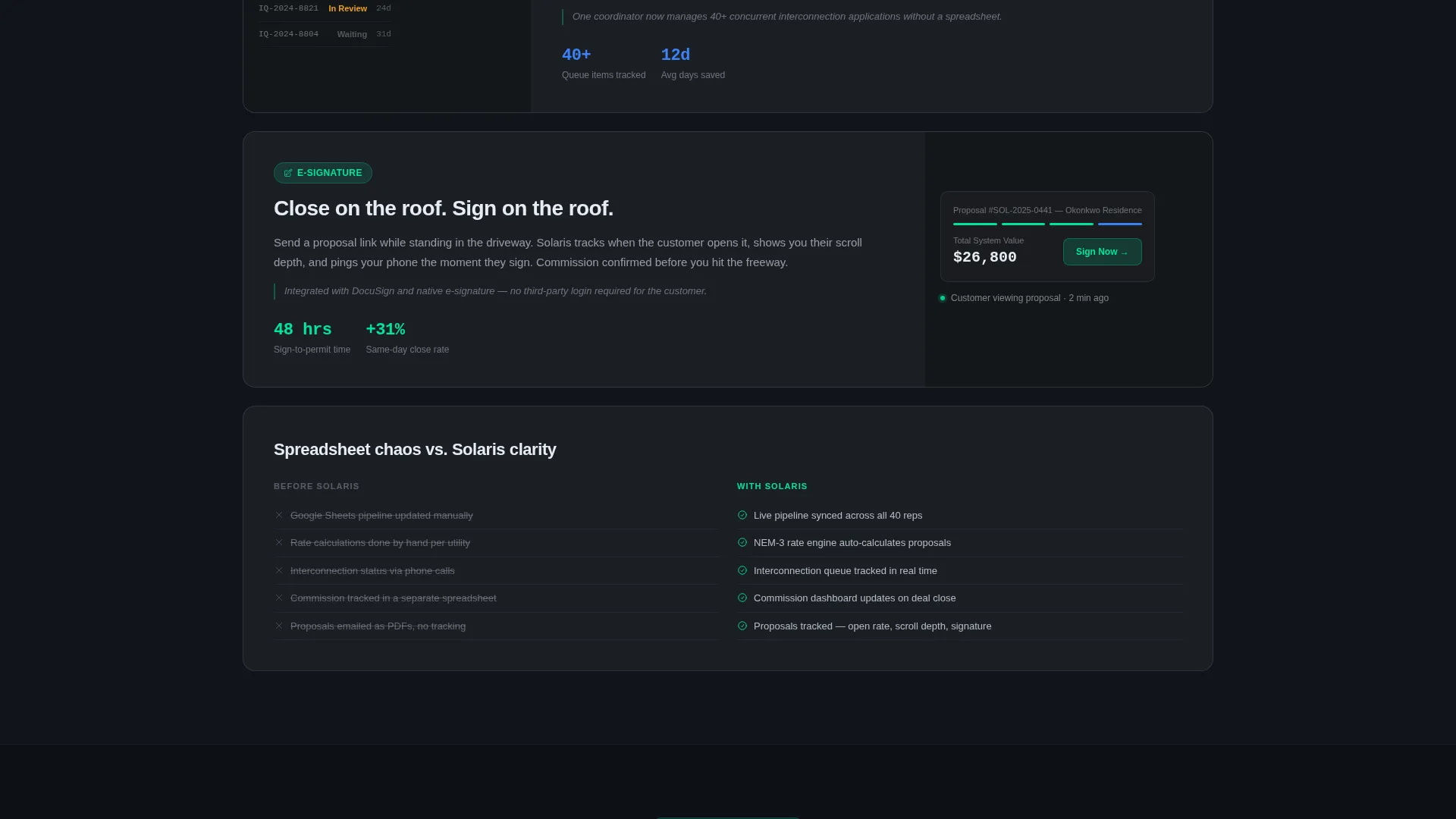 Solar CRM Landing Page Template | Bento Grid