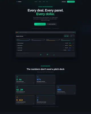 Solar CRM Landing Page Template | Bento Grid