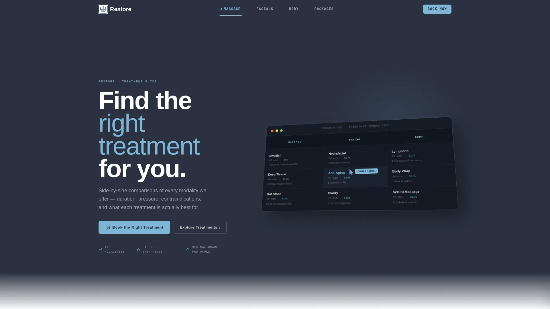 Spa & Wellness Center Specialist Booking Website Template