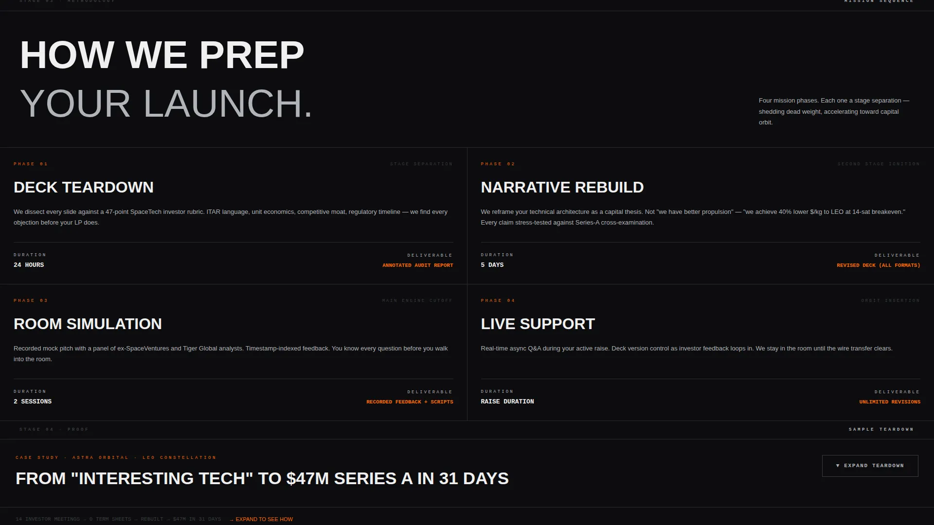 Bold Brutalist SpaceTech Pitch Deck Landing Page