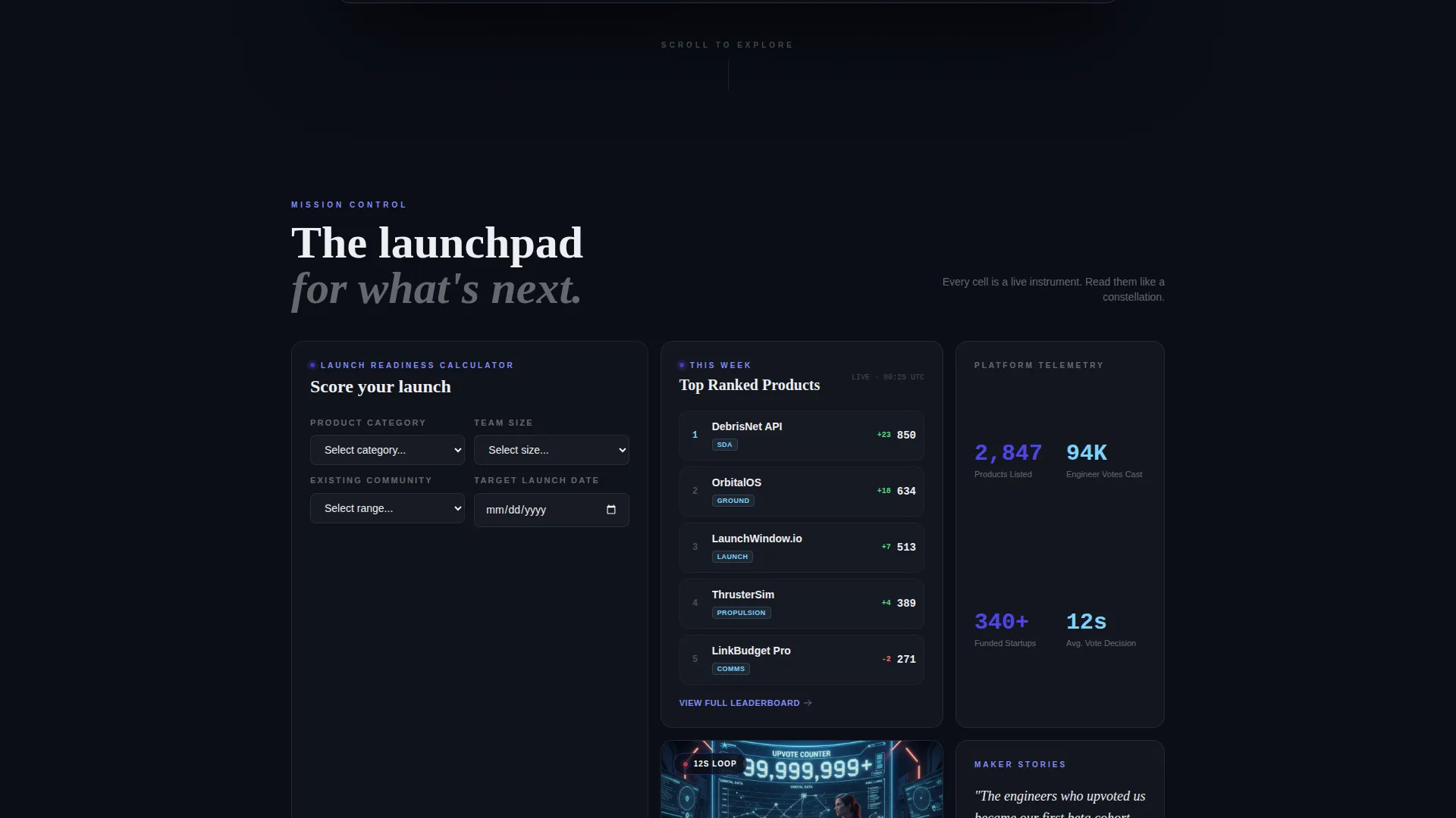 Powerful Spacetech Landing Page Template