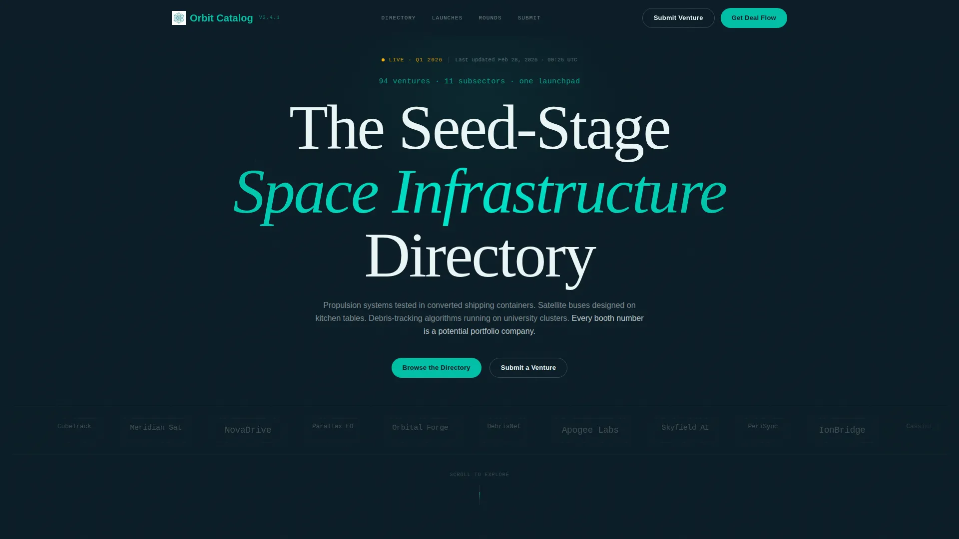 SpaceTech Startup Specialist Directory Website Template