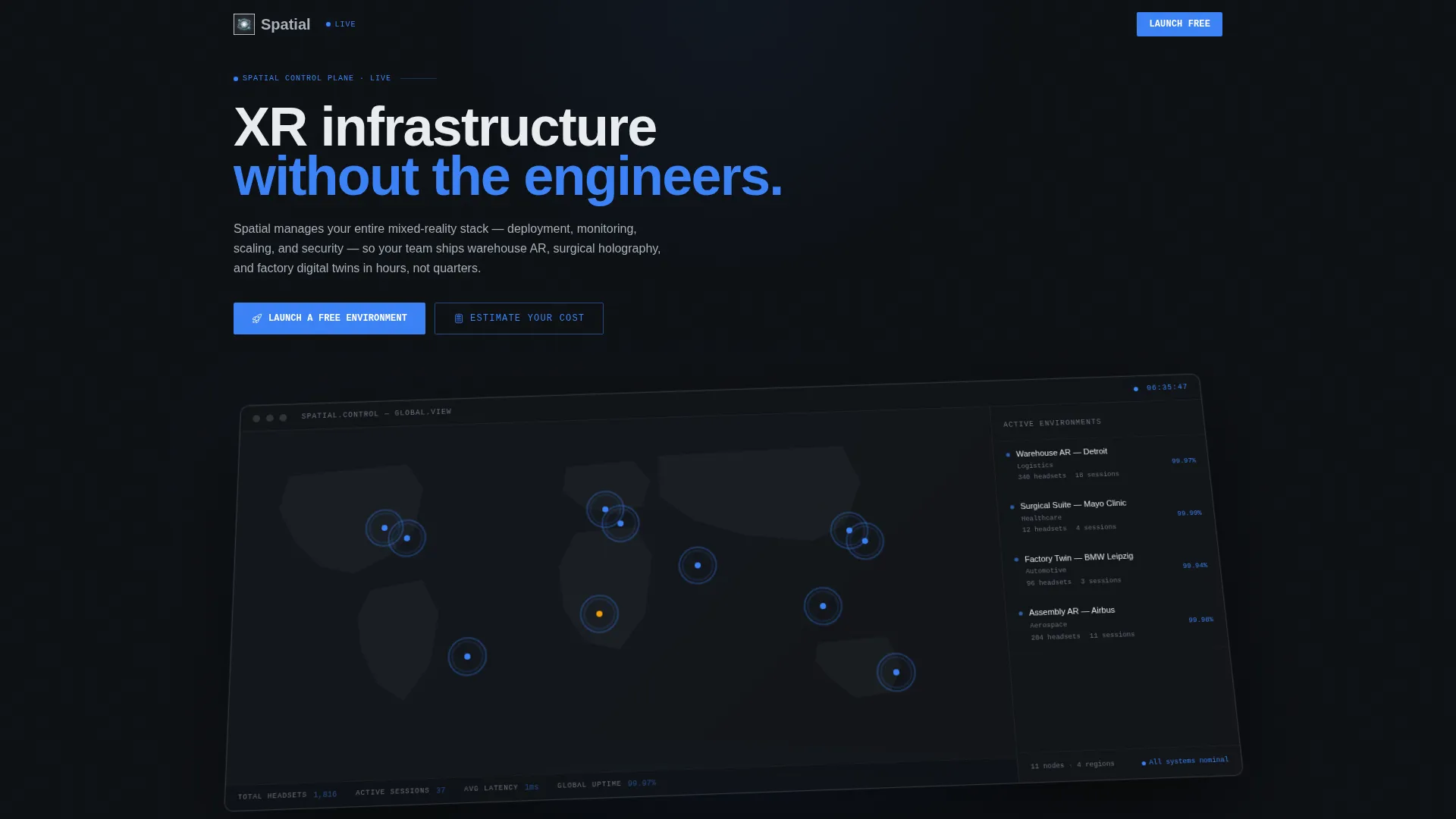 Managed Spatial Computing Landing Page Template