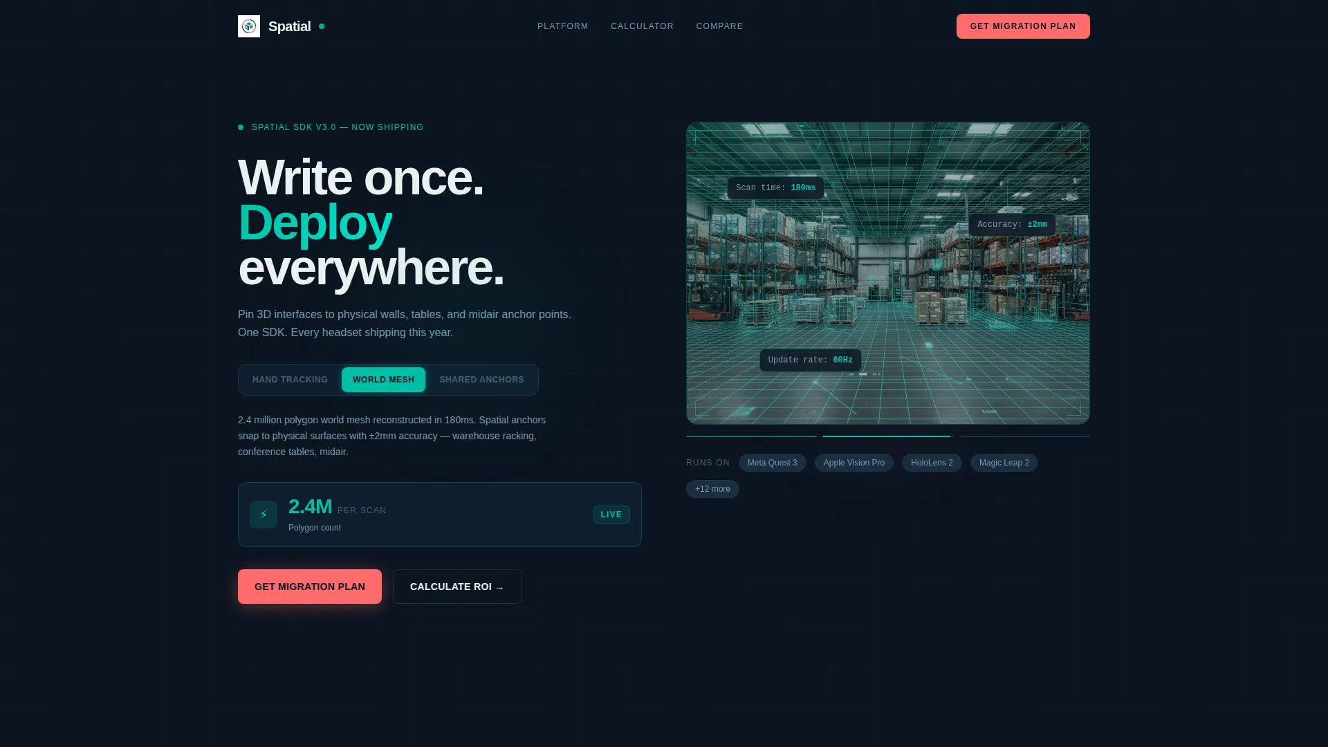 XR SDK Comparison Landing Page Template