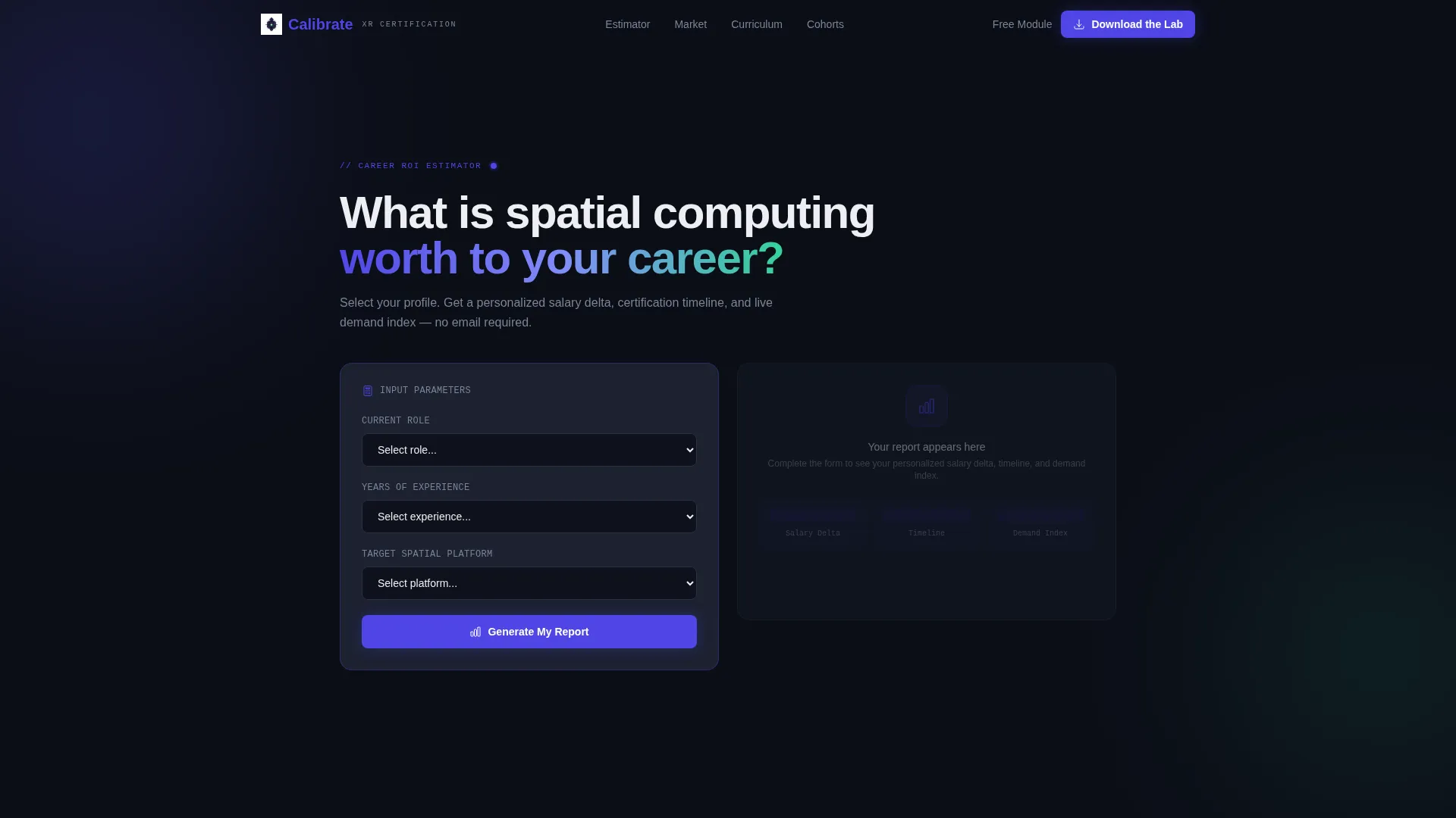 Spatial Computing Certification Landing Page Template
