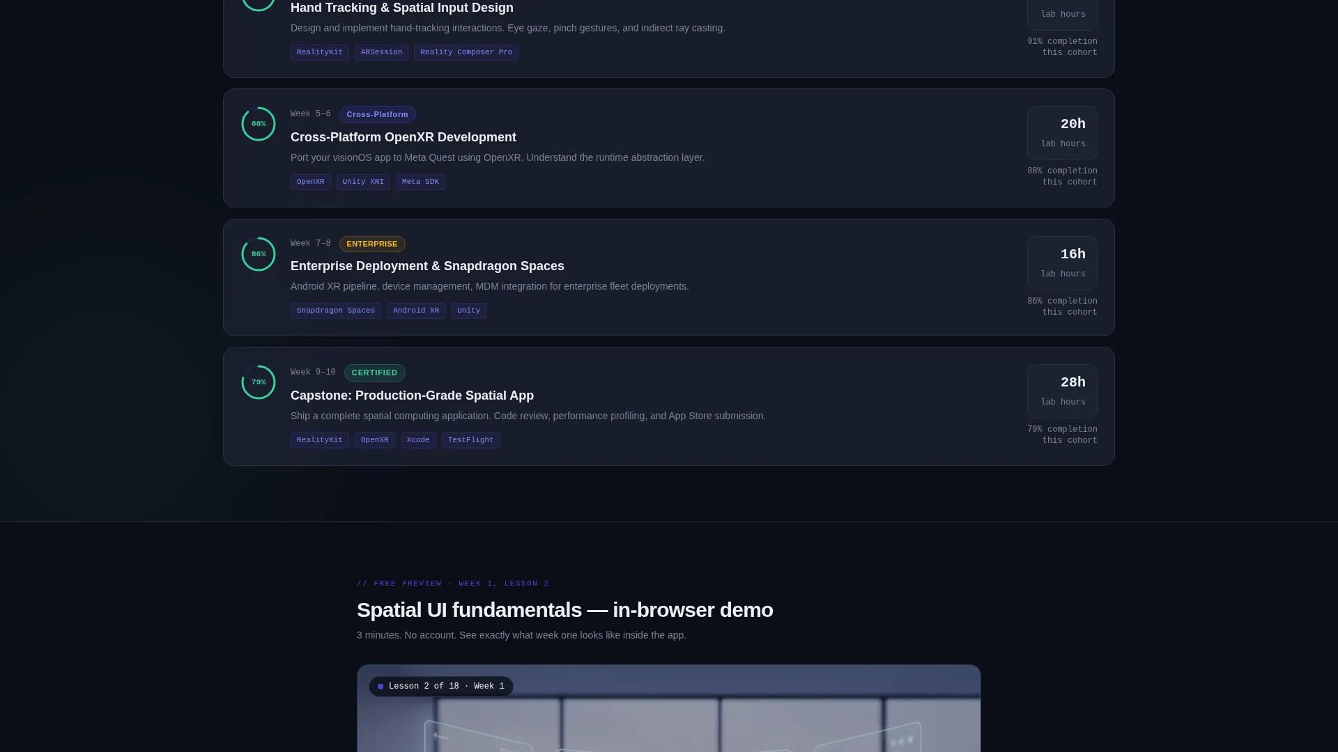 Spatial Computing Certification Landing Page Template