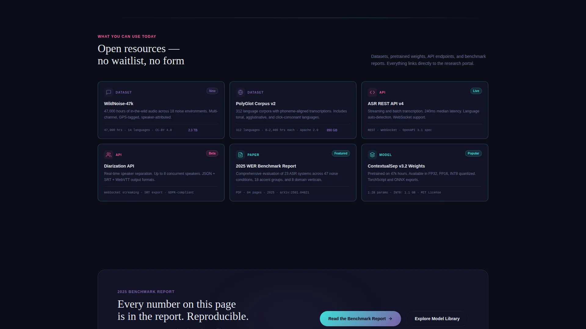 Speech Recognition Research Lab Landing Page