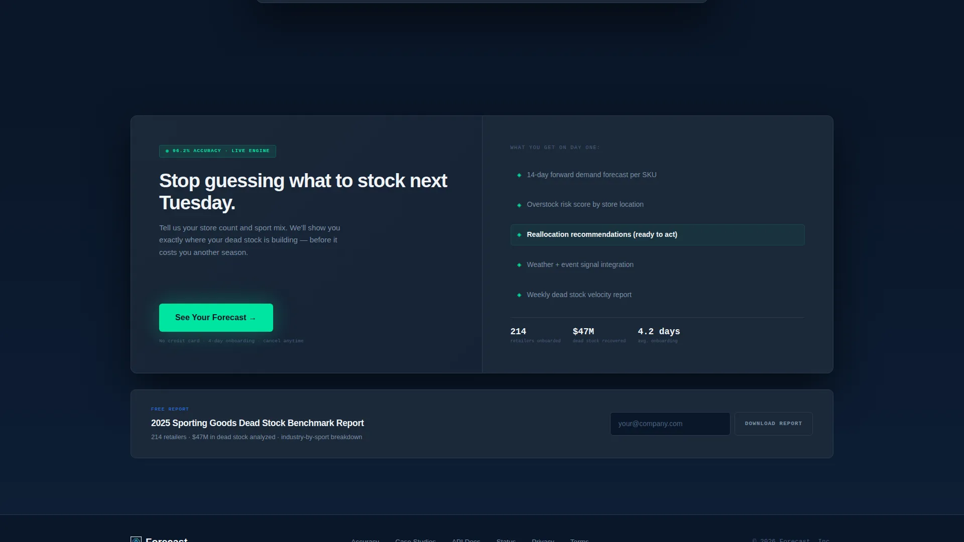 Sports AI Inventory Forecasting Landing Page Template