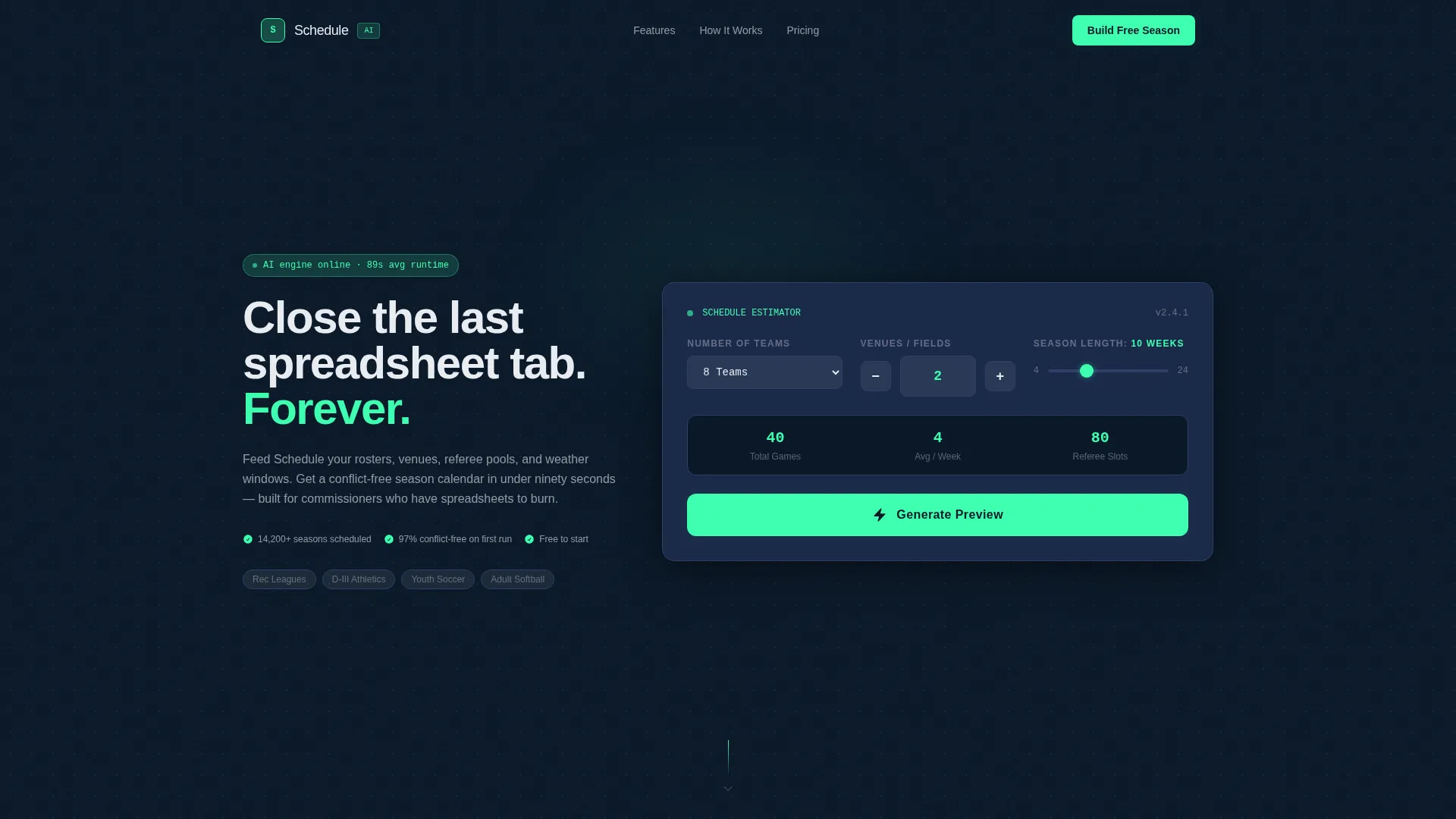 AI Sports Scheduling Assistant Landing Page Template