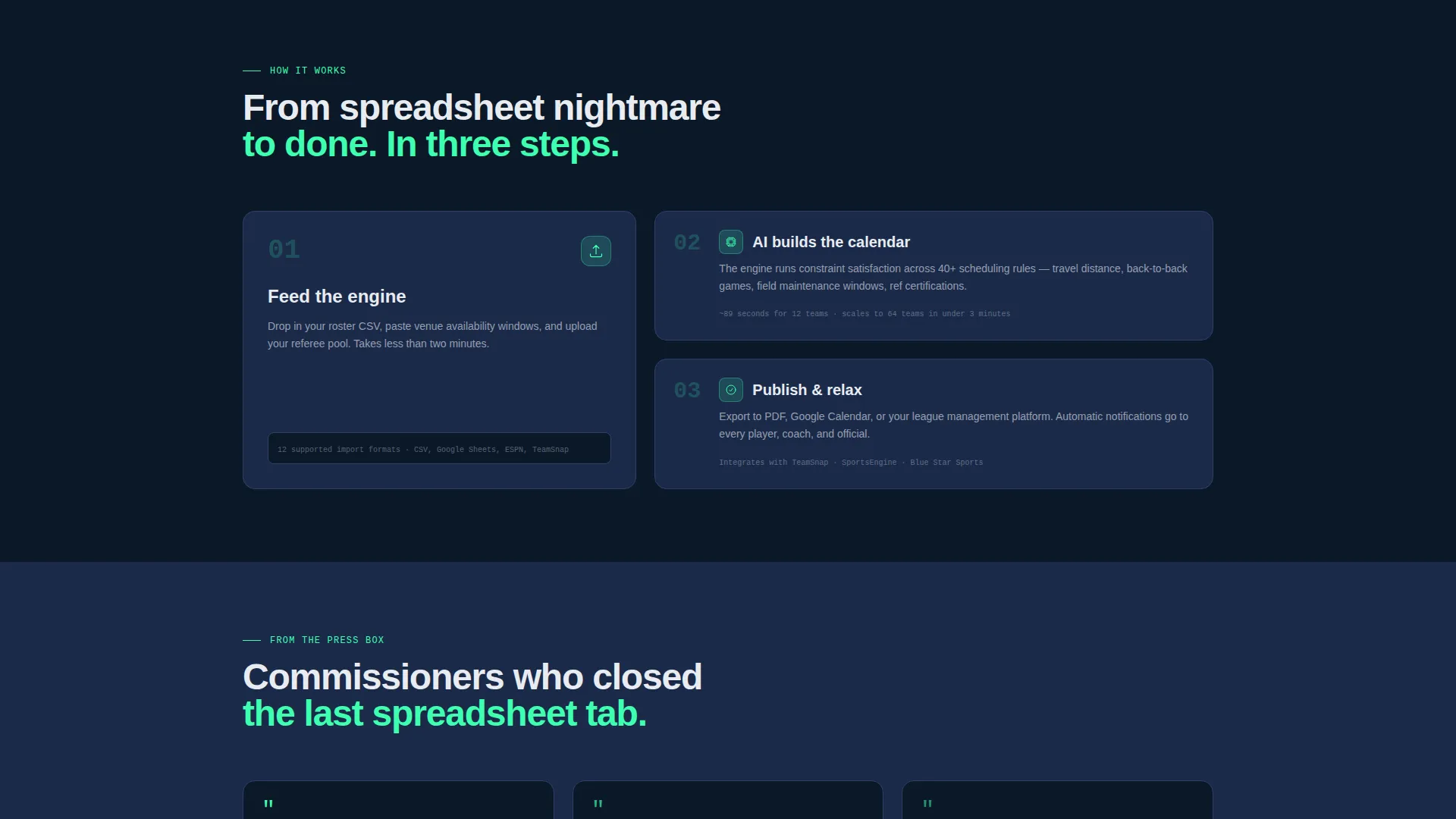 AI Sports Scheduling Assistant Landing Page Template