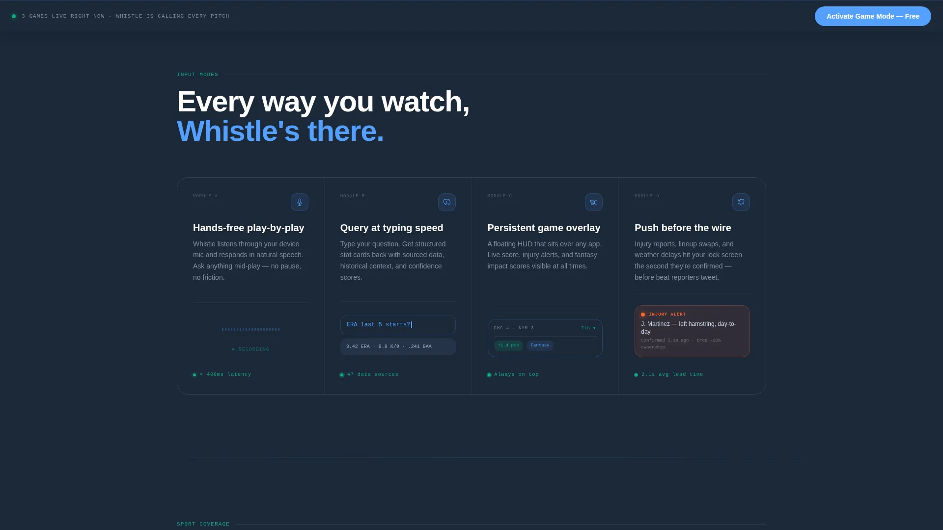 Sports AI Voice Assistant Landing Page Template