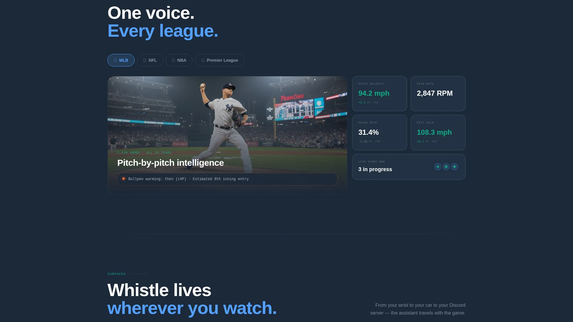 Sports AI Voice Assistant Landing Page Template