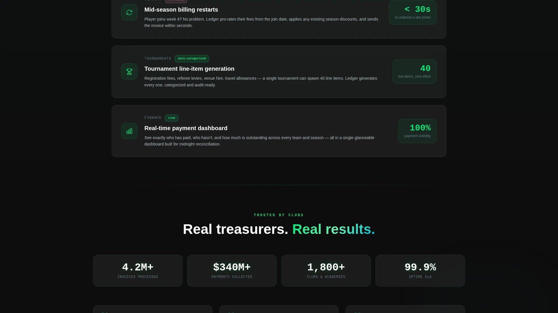 Sports Billing & Invoicing App Landing Page Template