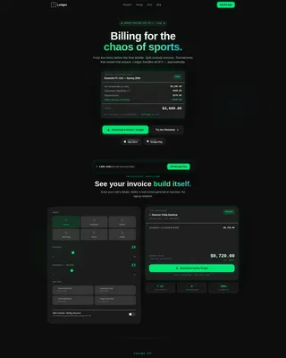 Sports Billing & Invoicing App Landing Page Template