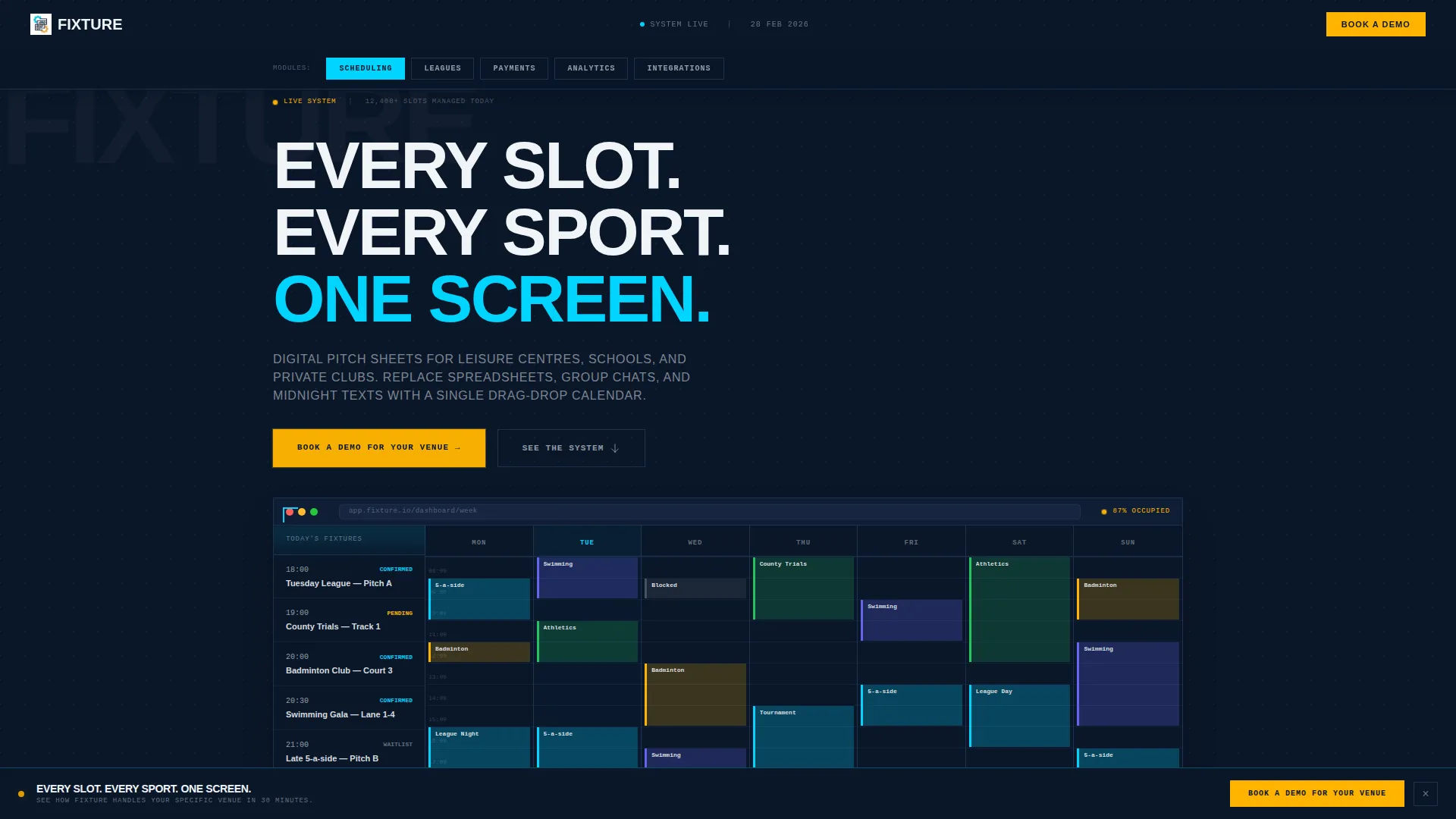 Sports Booking & Scheduling Landing Page Template
