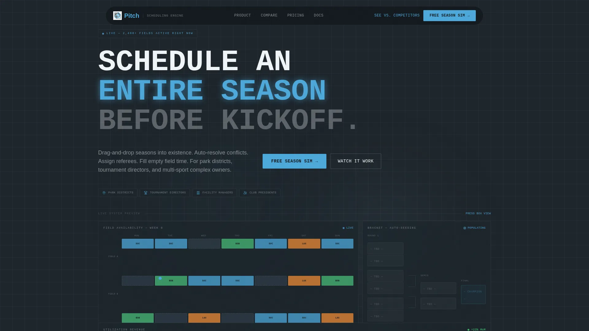 Sports Booking Software Landing Page Template