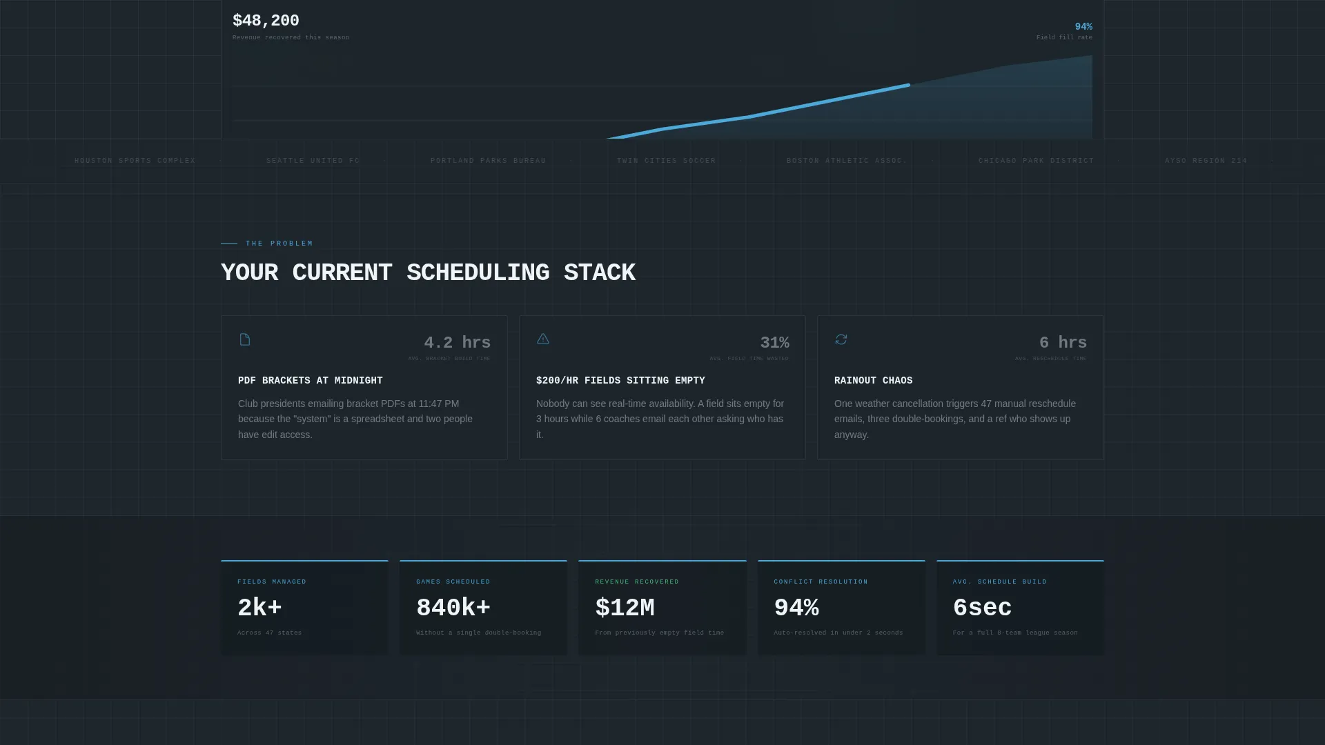 Sports Booking Software Landing Page Template