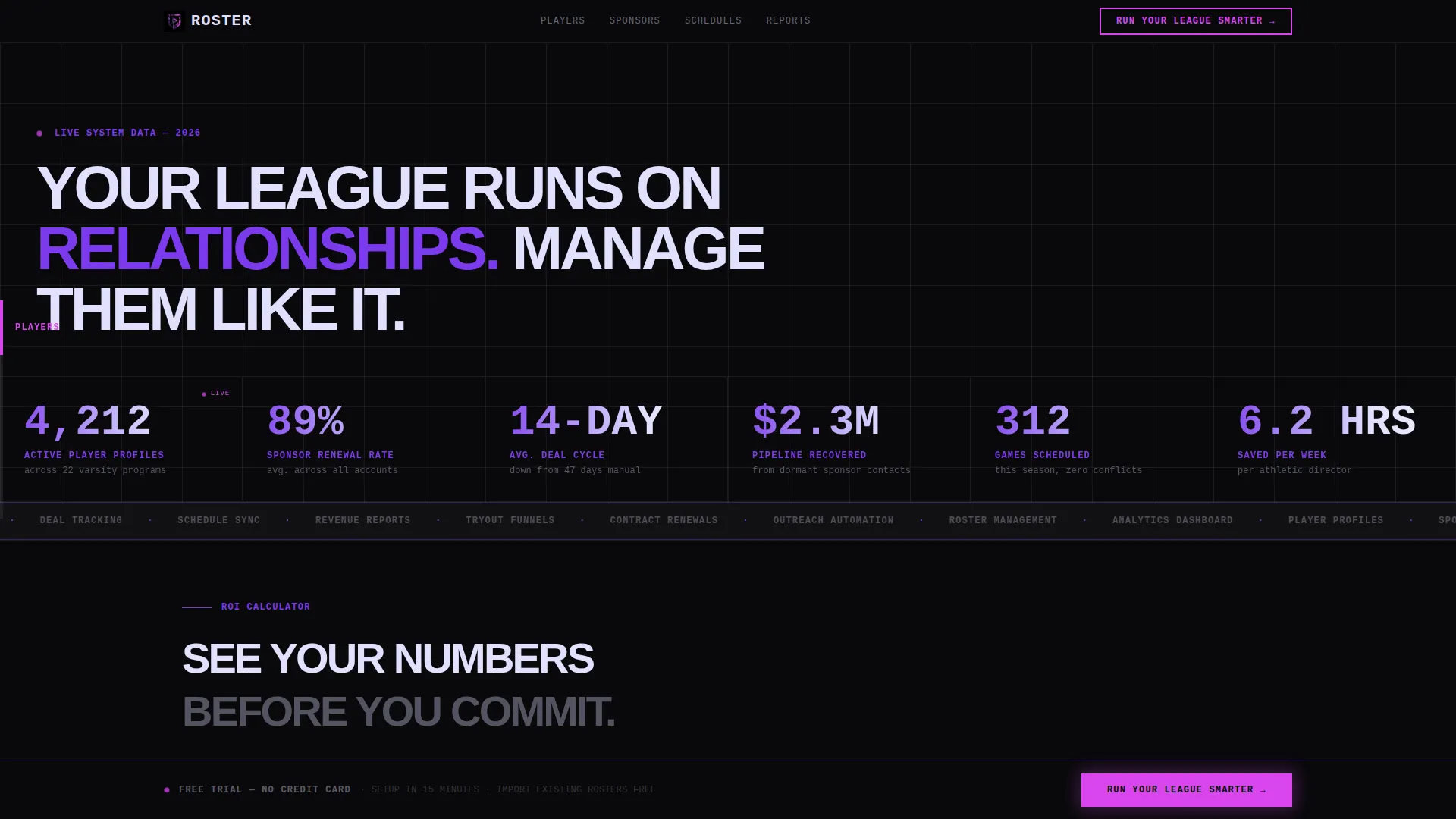Bold Brutalist Sports CRM Landing Page Template