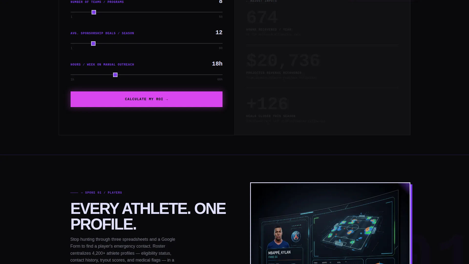 Bold Brutalist Sports CRM Landing Page Template