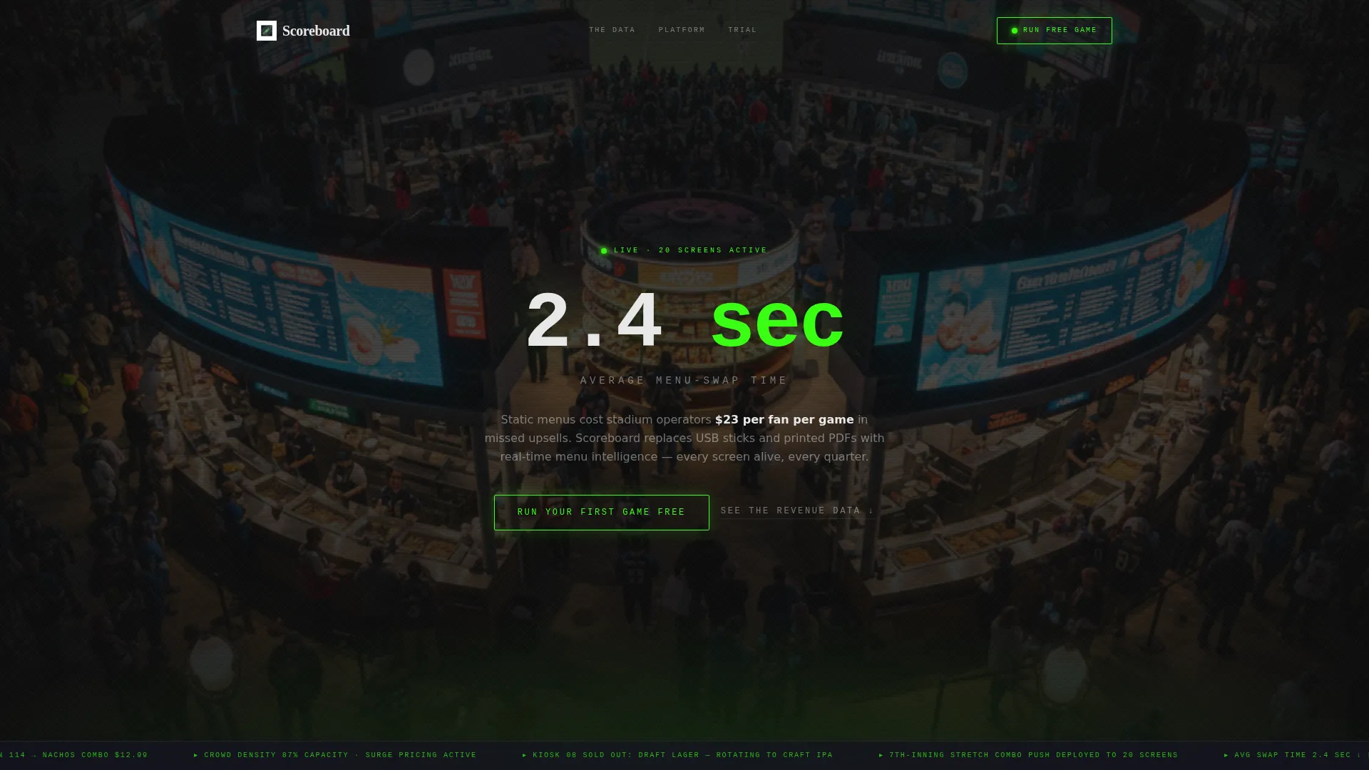 Sports Digital Menu Landing Page Template