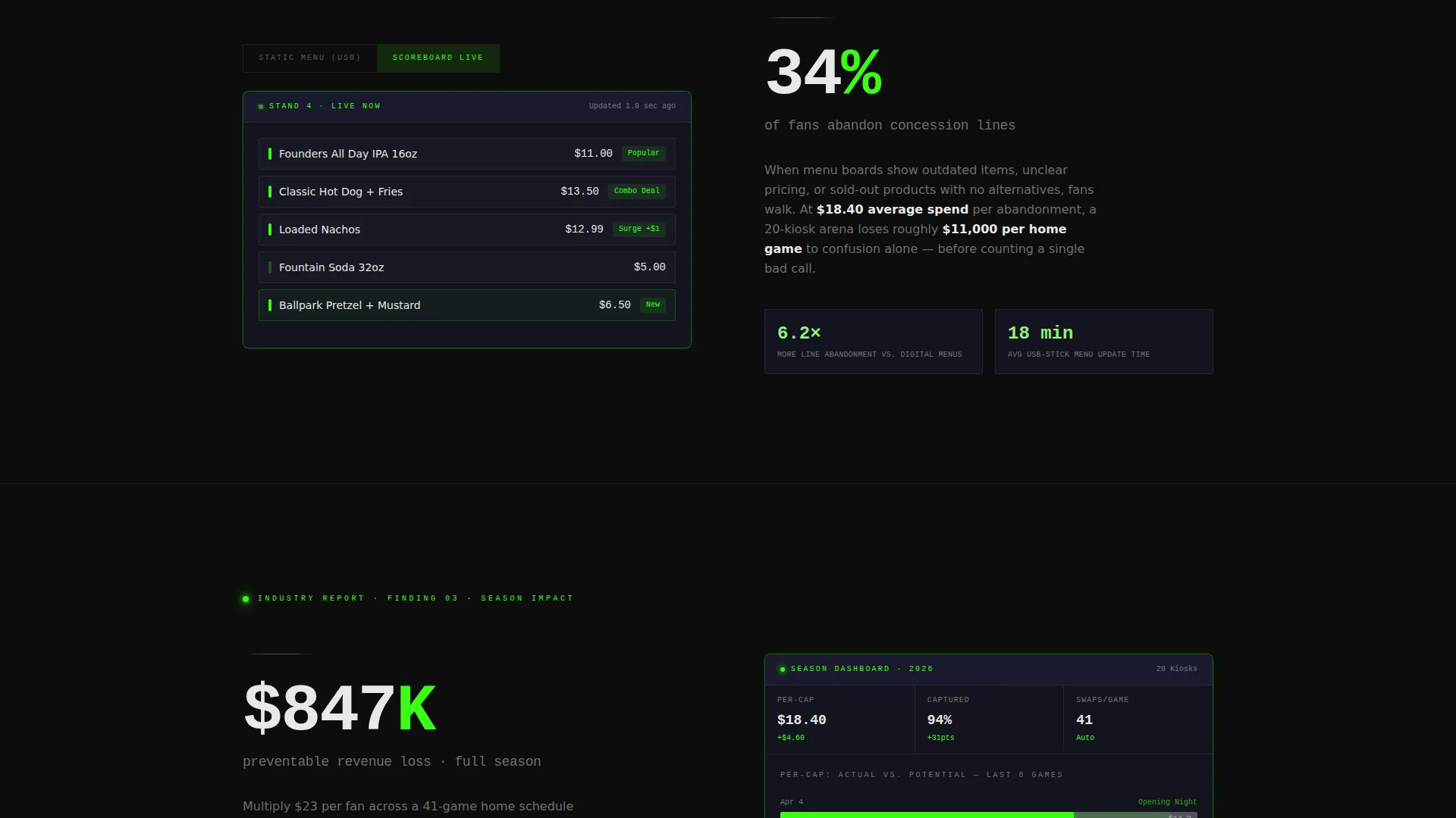 Sports Digital Menu Landing Page Template