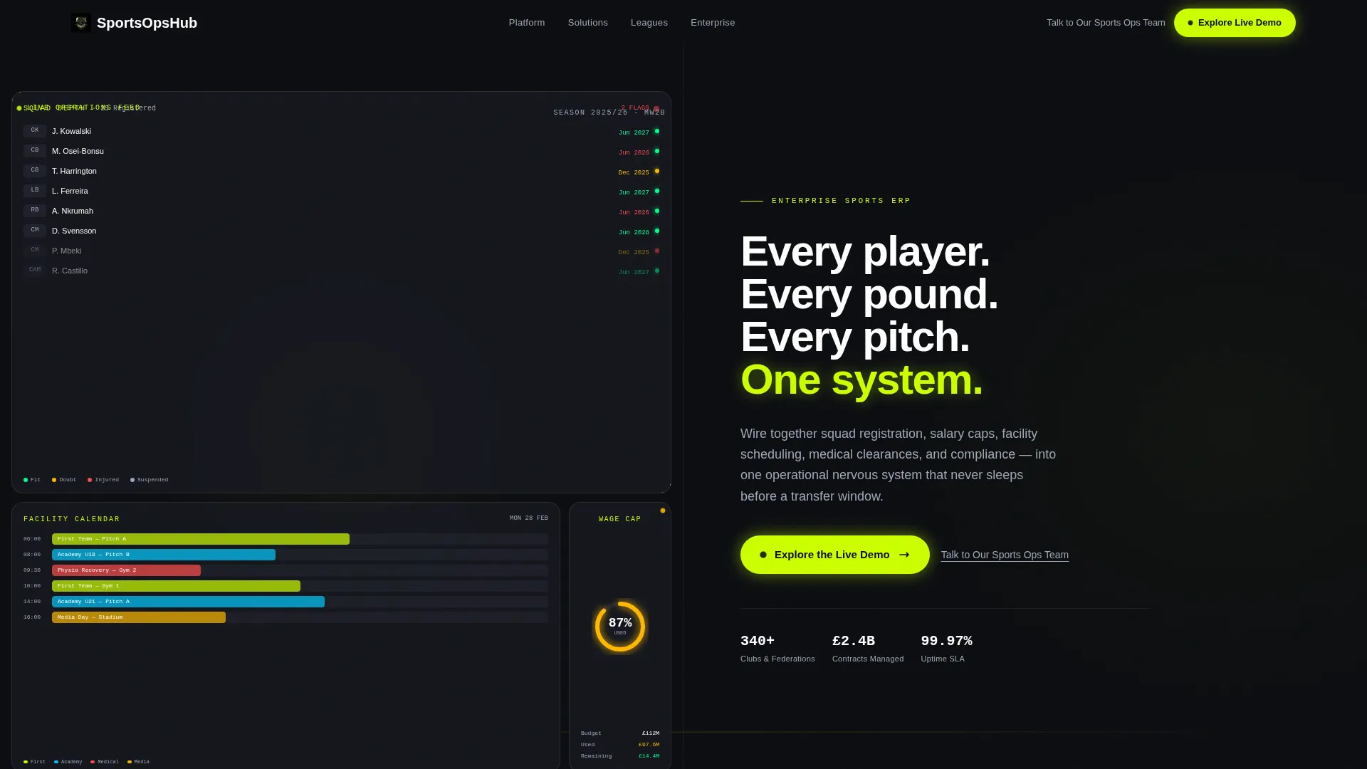 Sports ERP Landing Page Template