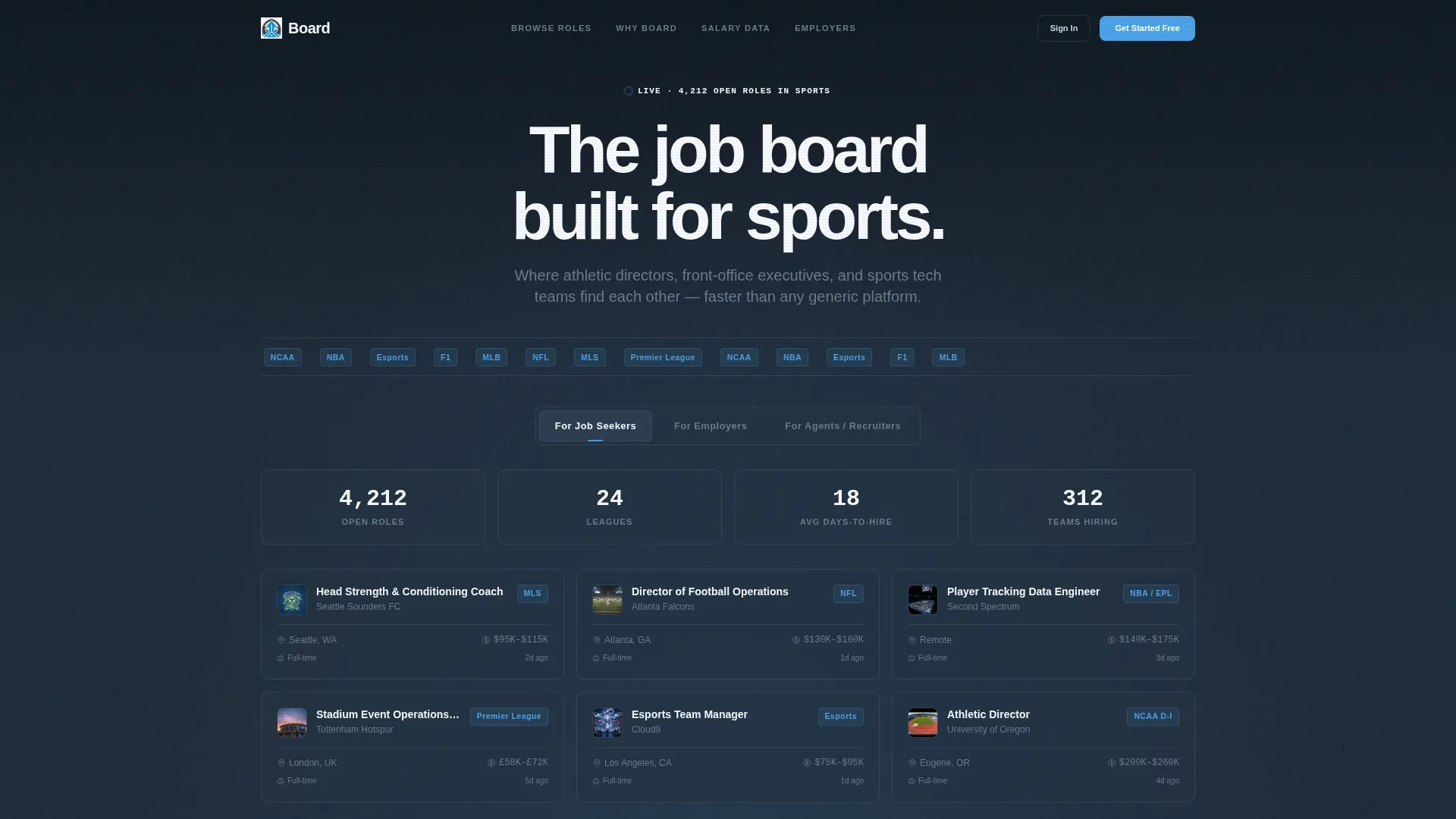 Sports Job Board Landing Page Template