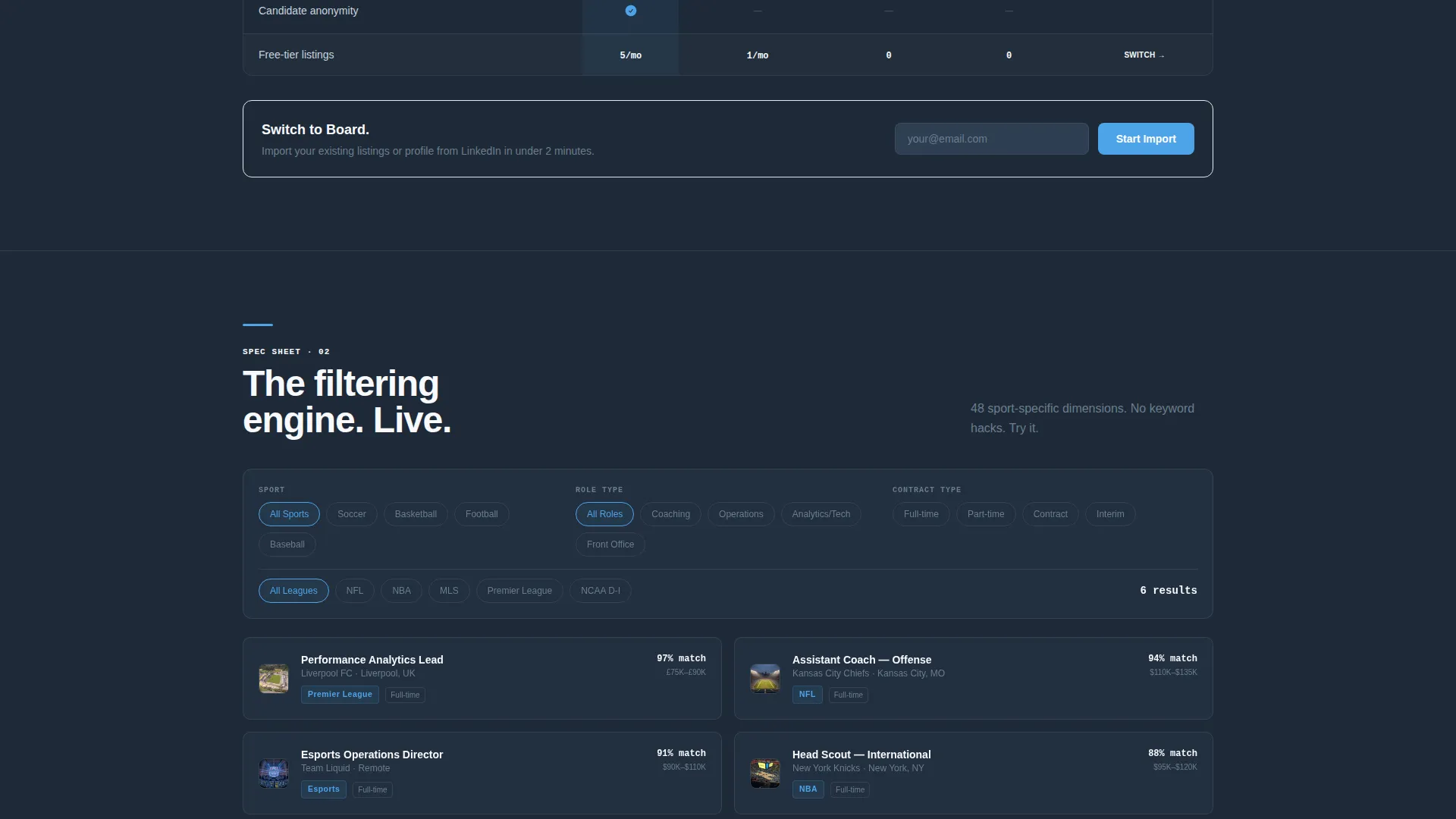 Sports Job Board Landing Page Template