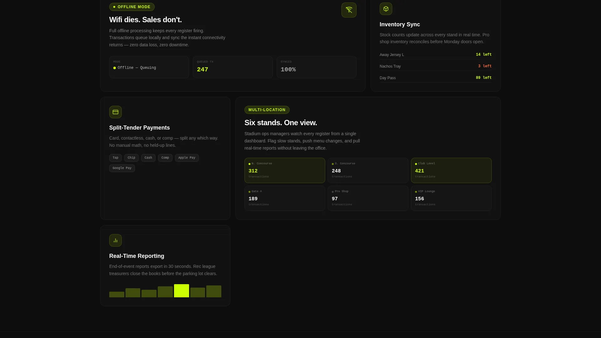 Sports POS System Bento Grid Landing Page Template