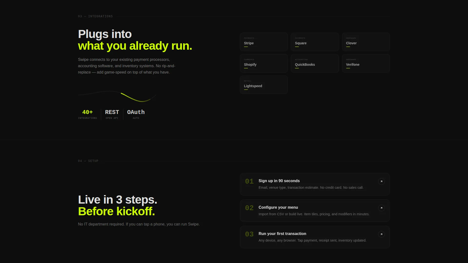Sports POS System Bento Grid Landing Page Template