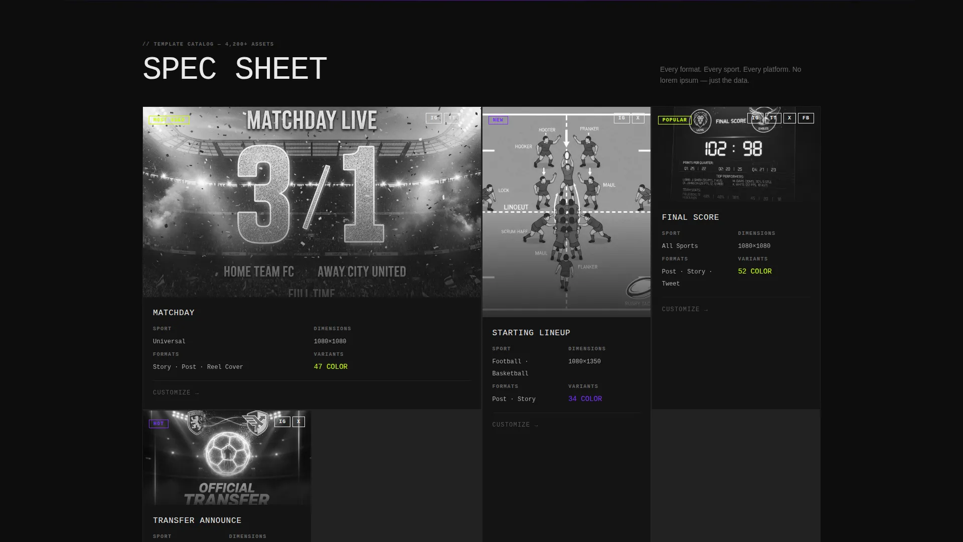 Sports Social Media Template Landing Page
