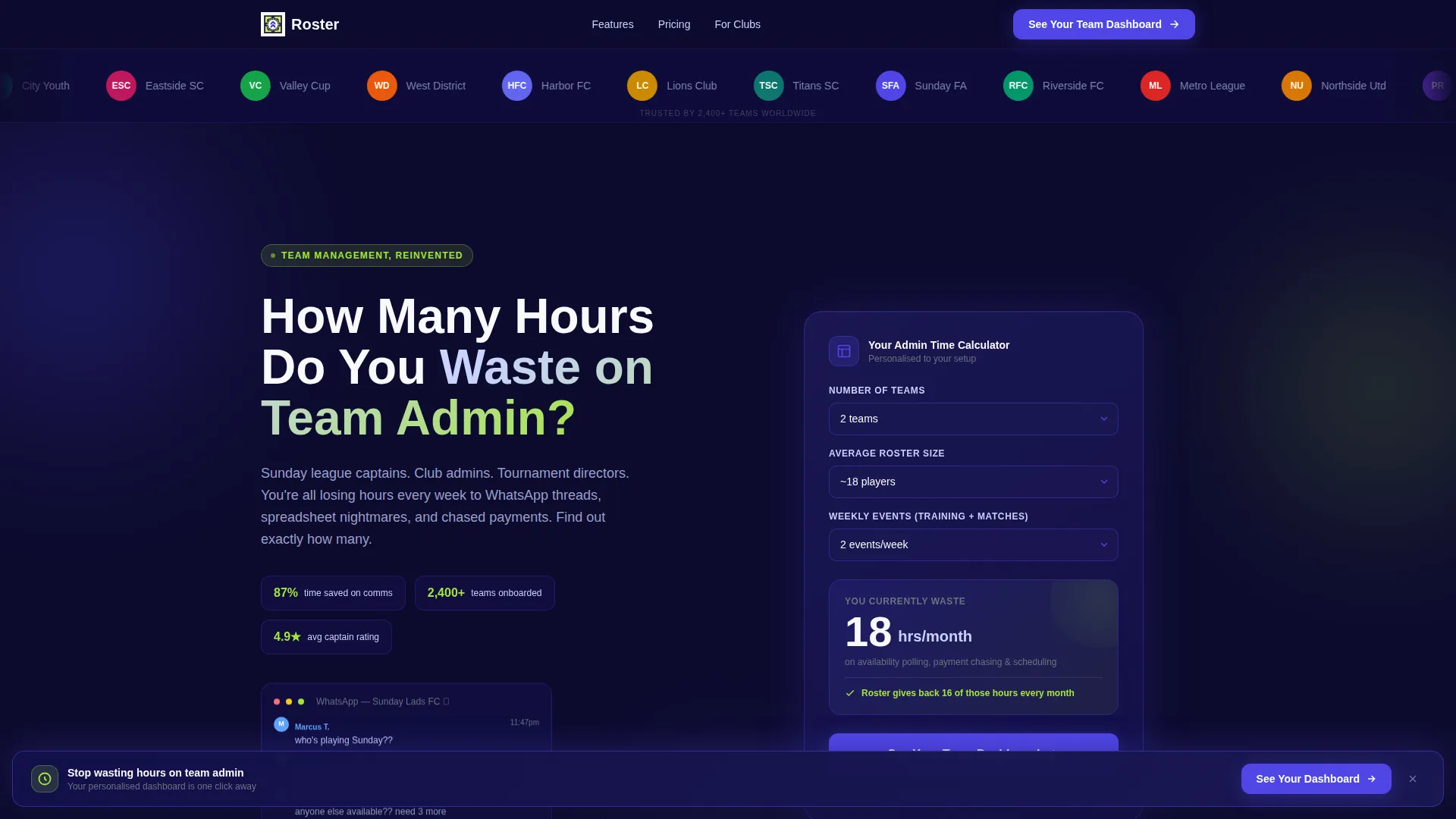Sports Team Management Landing Page Template