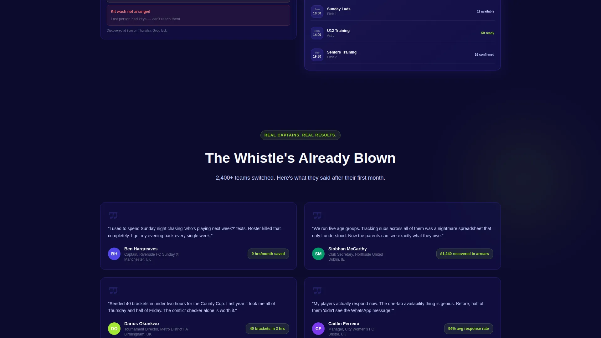 Sports Team Management Landing Page Template