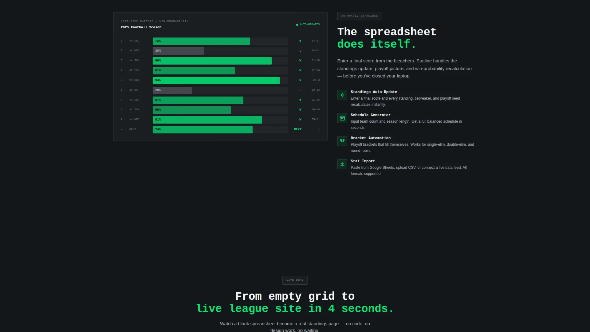 Sports League Dashboard Landing Page Template