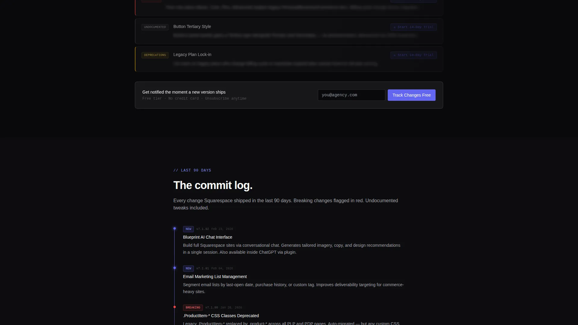 Precision Changelog | Free Website Template | Rocket