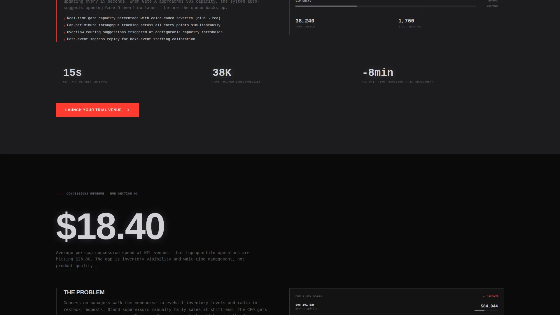 Stadium & Arena Management Software Landing Page