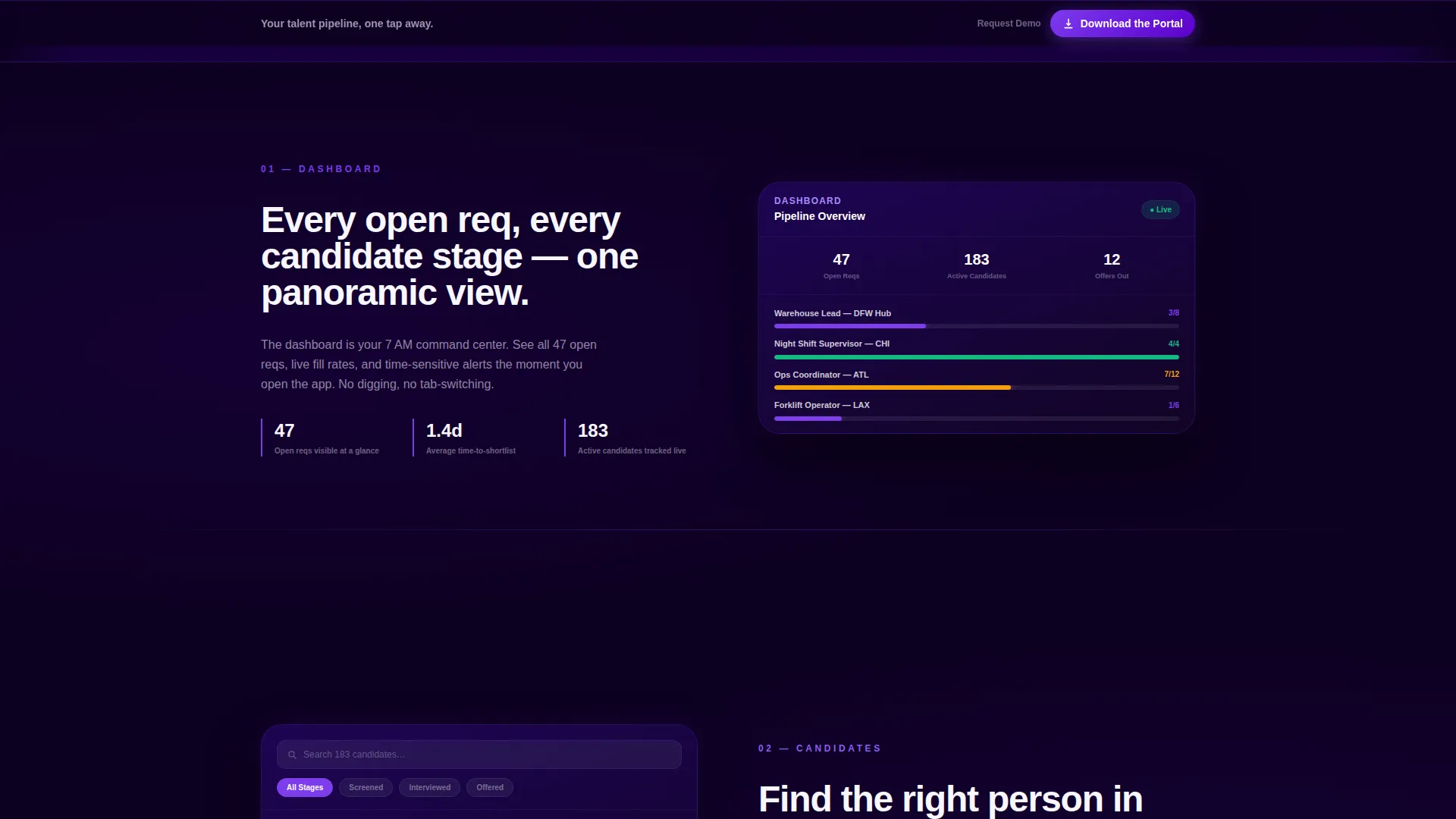 Staffing & Recruiting Portal Landing Page Template