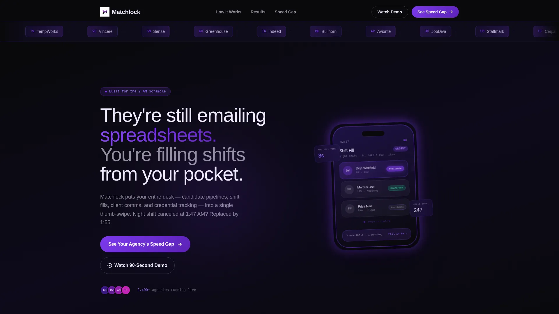Staffing App Landing Page Template | Void & Violet