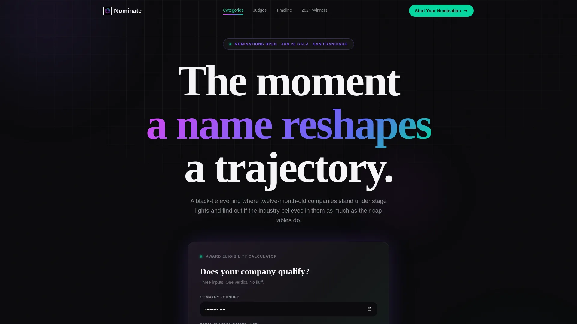 Awards Ceremony Landing Page Template